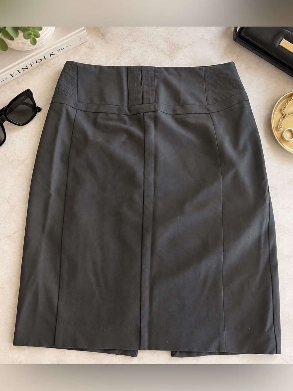 Express Black Pencil Skirt with Leopard Inner Panel Express Design Studio